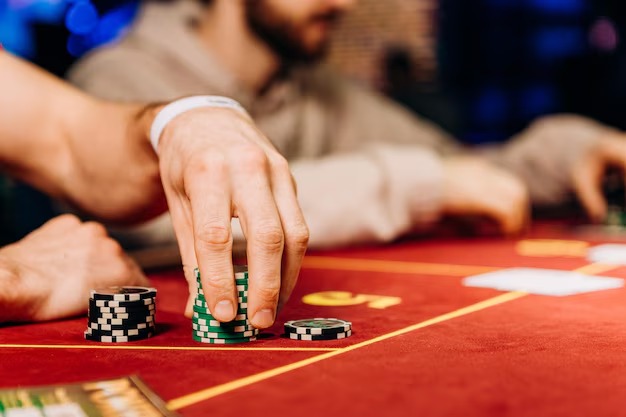 Caribbean Stud Poker table on grafikjitu with five-card hands and dealer action visible